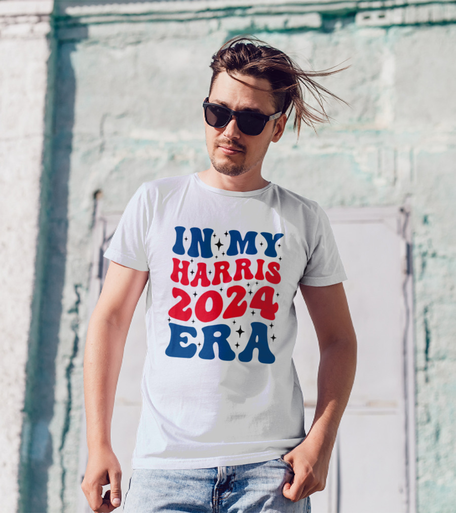 In My Harris 2024 Era Retro Bubble Letters With Stars T-Shirt