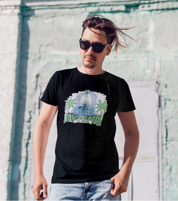 Jerks Store 1976 Mushroom 1037 Broadway Fountain Palms T-Shirt