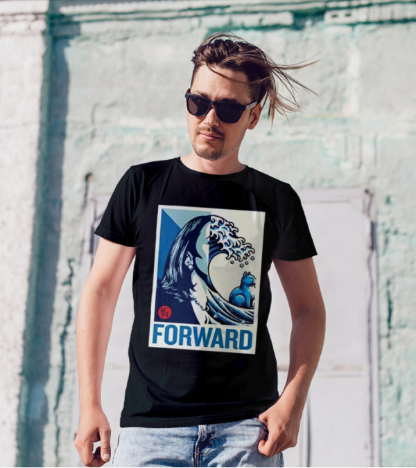 Kamala Walz Forward Wave Cat Print T-Shirt