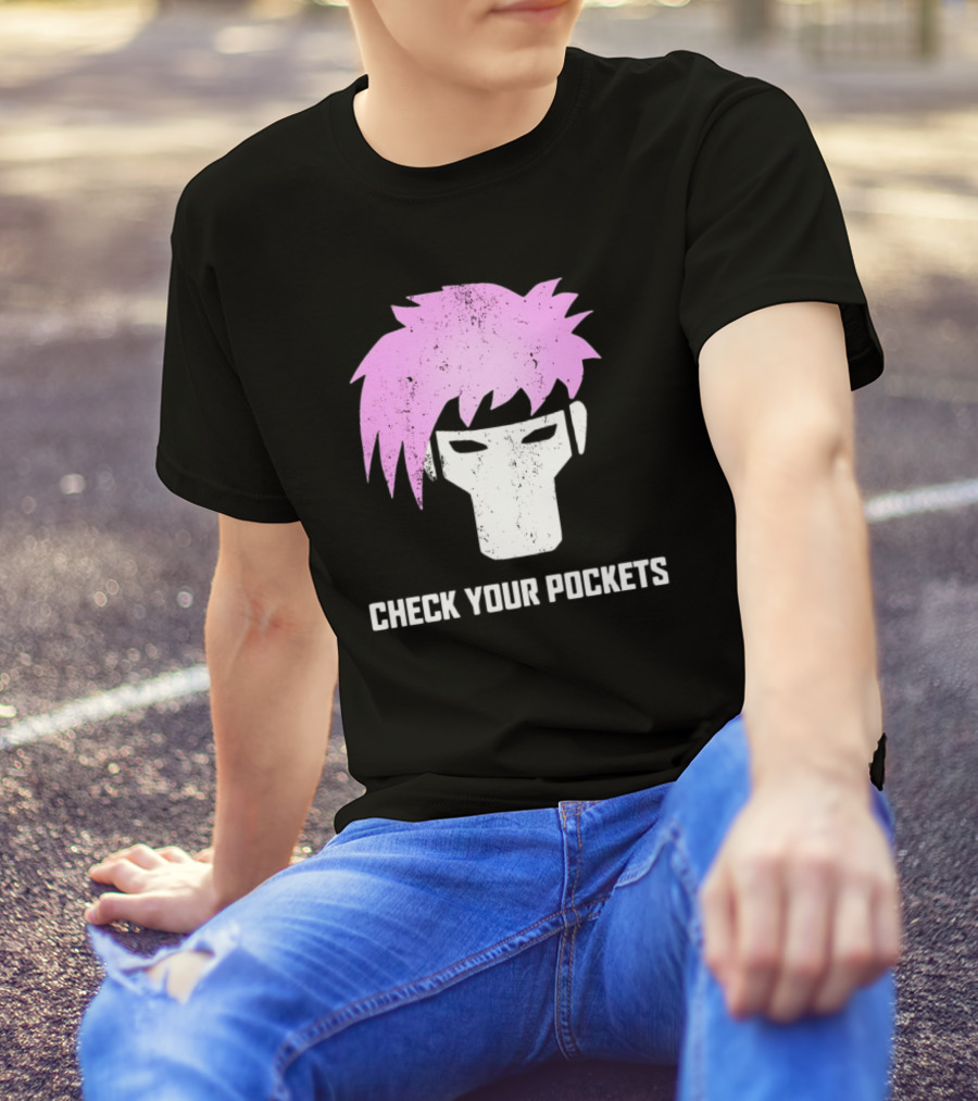 Channing Tatum Gambit Check Your Pockets Masked Pink Hair T-Shirt
