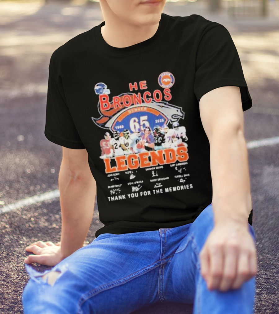Denver Broncos 65 Year Legends 1960-2025 Thank You For The Memories T-Shirt