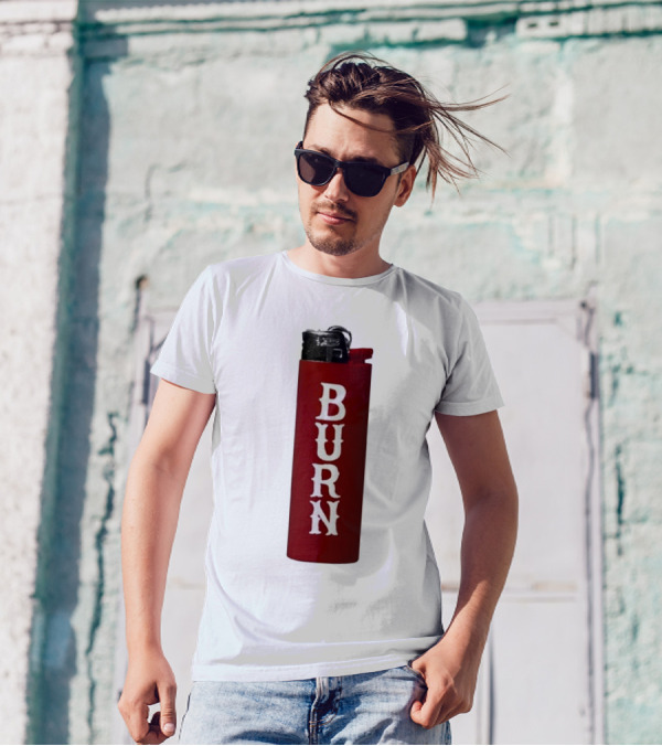 Eaj Burn Red Lighter Vertical Text T-Shirt