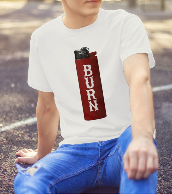 Eaj Burn Red Lighter Vertical Text T-Shirt
