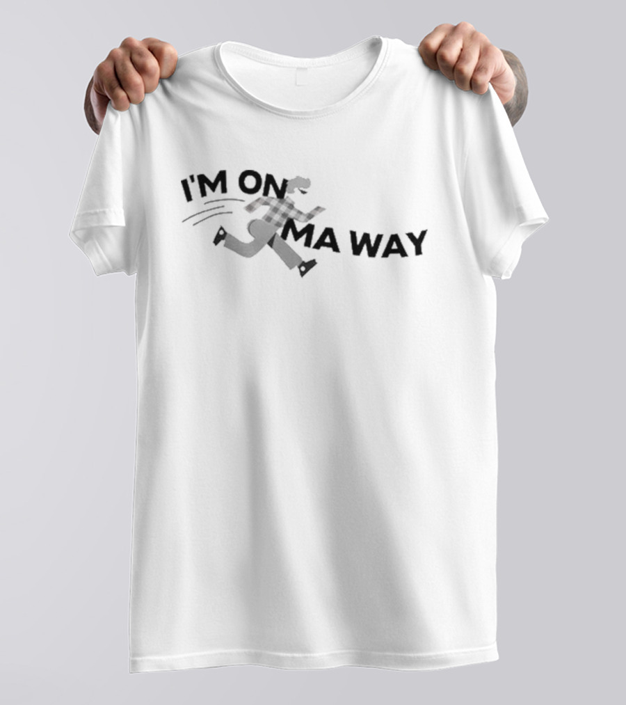 I'M ON MA WAY Running Checkered Shirt Figure T-Shirt