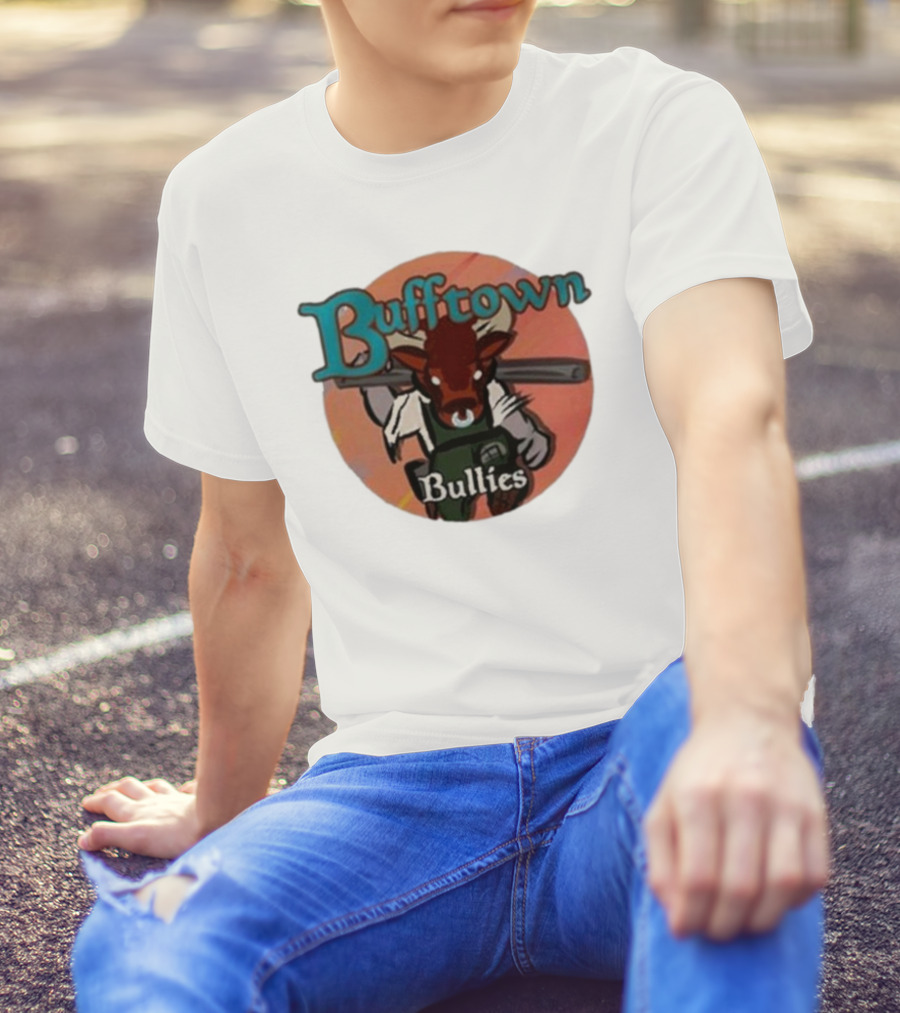Bufftown Bullies Bull Character Holding Bat T-Shirt