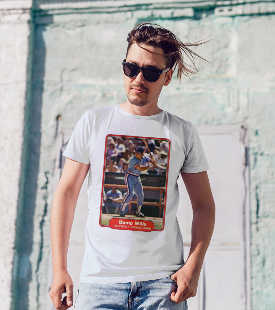Bump Wills Rangers Second Base Vintage Baseball Card T-Shirt