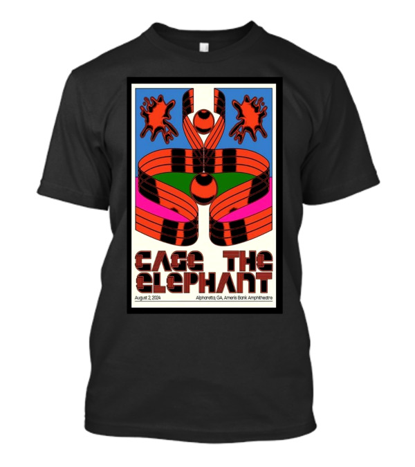 Cage The Elephant August 2 2024 Alpharetta GA Ameris Bank Amphitheatre Bold Psychedelic T-Shirt