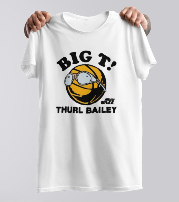 Big T Thurl Bailey Basketball Caricature With Glasses Utah Jazz T-Shirt