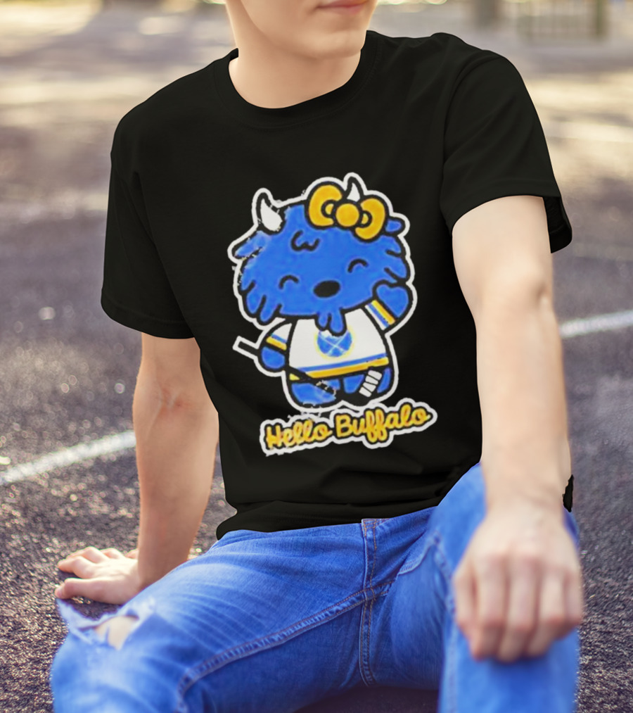 Hello Buffalo Hockey Carl Cordes Buffalo NY Artist T-Shirt