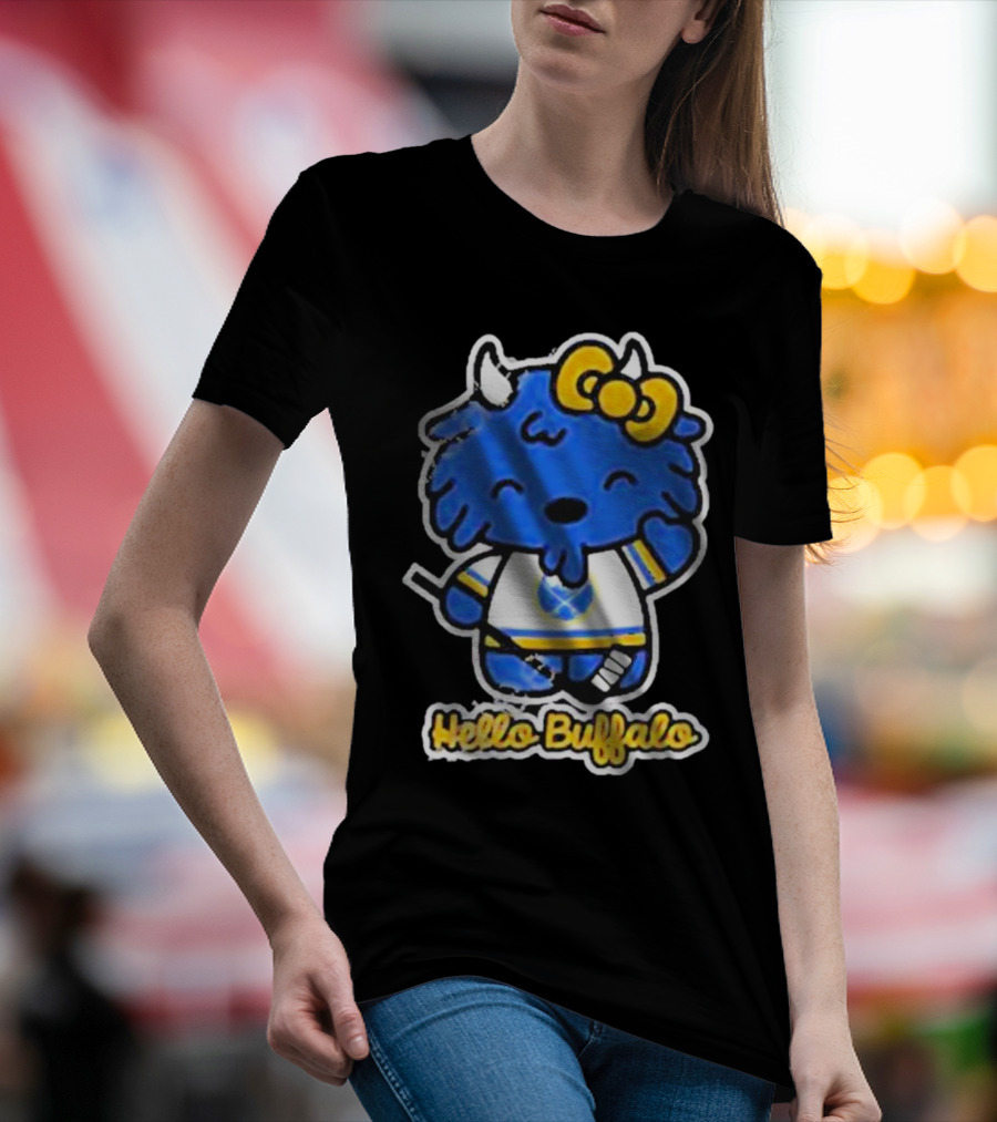 Hello Buffalo Hockey Carl Cordes Buffalo NY Artist T-Shirt