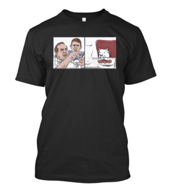 Carlcordesart The Meme Classic Meme Comic With Angry Man And Cat At Dinner Table T-Shirt