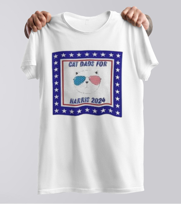Cat Dads For Harris 2024 With Patriotic Sunglasses And Stars T-Shirt
