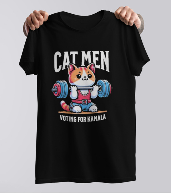 Cat Men Voting For Kamala 2024 Cat Ladies For Harris Brat For The People Anti Trump Project 2025 T-Shirt