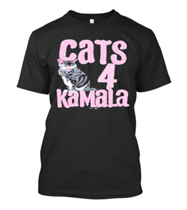 Cats 4 Kamala Pink Text With Cat T-Shirt