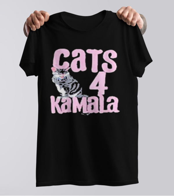 Cats 4 Kamala Pink Text With Cat T-Shirt