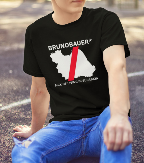 BRUNOBAUER Sick Of Living In Surabaya Map Design With Red Slash T-Shirt