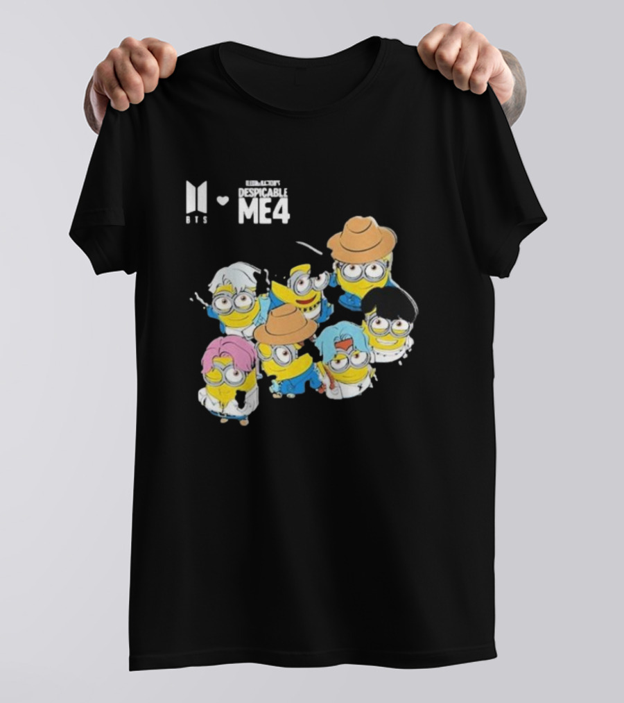 BTS Minions Collaboration Despicable Me 4 Characters Fashion Mashup T-Shirt