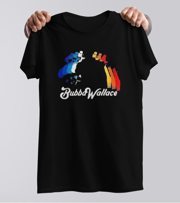 Bubba Wallace Charcoal Blue Red Yellow Brush Strokes T-Shirt