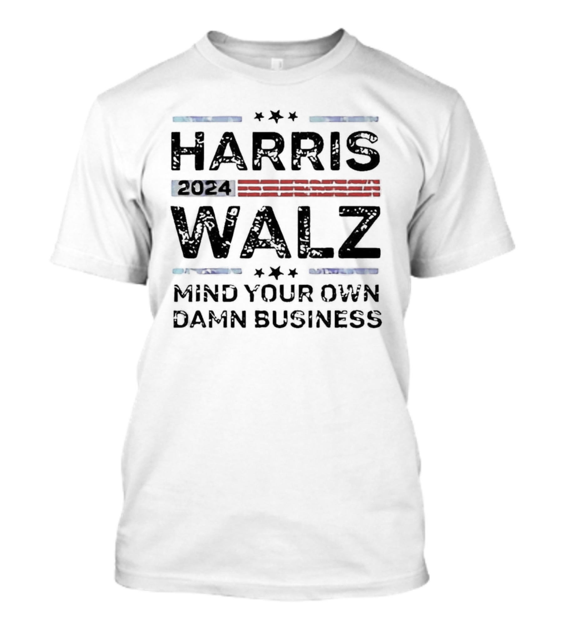 Harris Walz 2024 Mind Your Own Damn Business Retro Stars Stripes T-Shirt