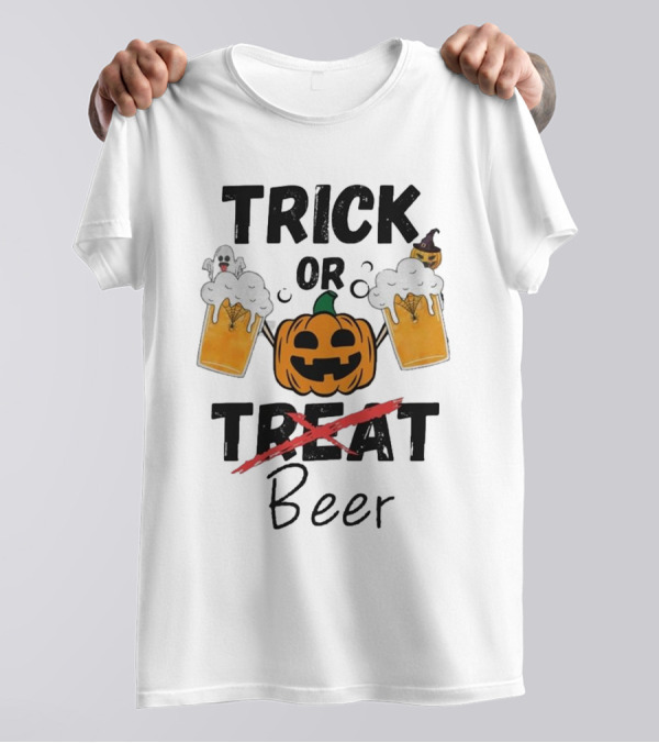Trick Or Beer Halloween Ghost Pumpkin Toasting Mugs T-Shirt