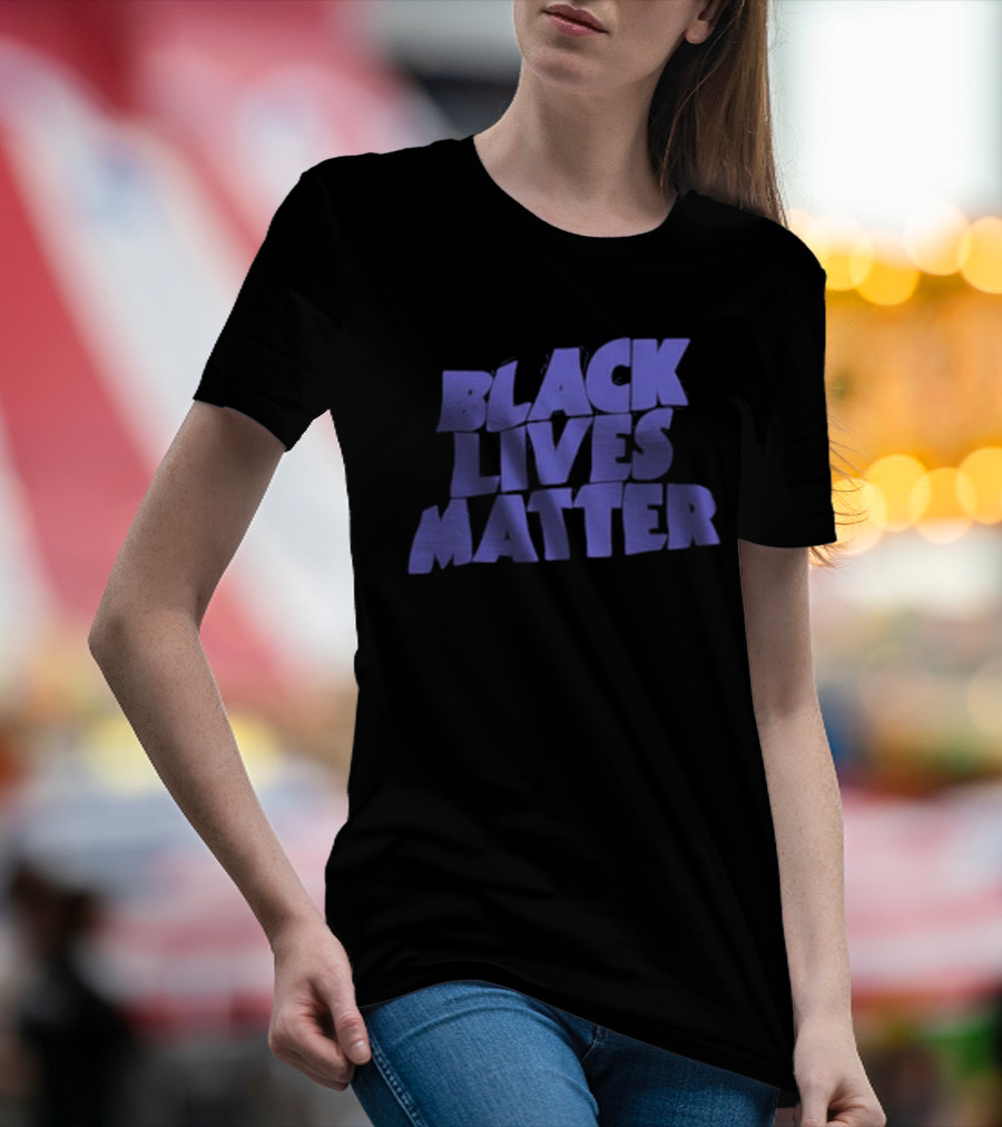 Black Lives Matter Black Tee Simple Blue Text T-Shirt