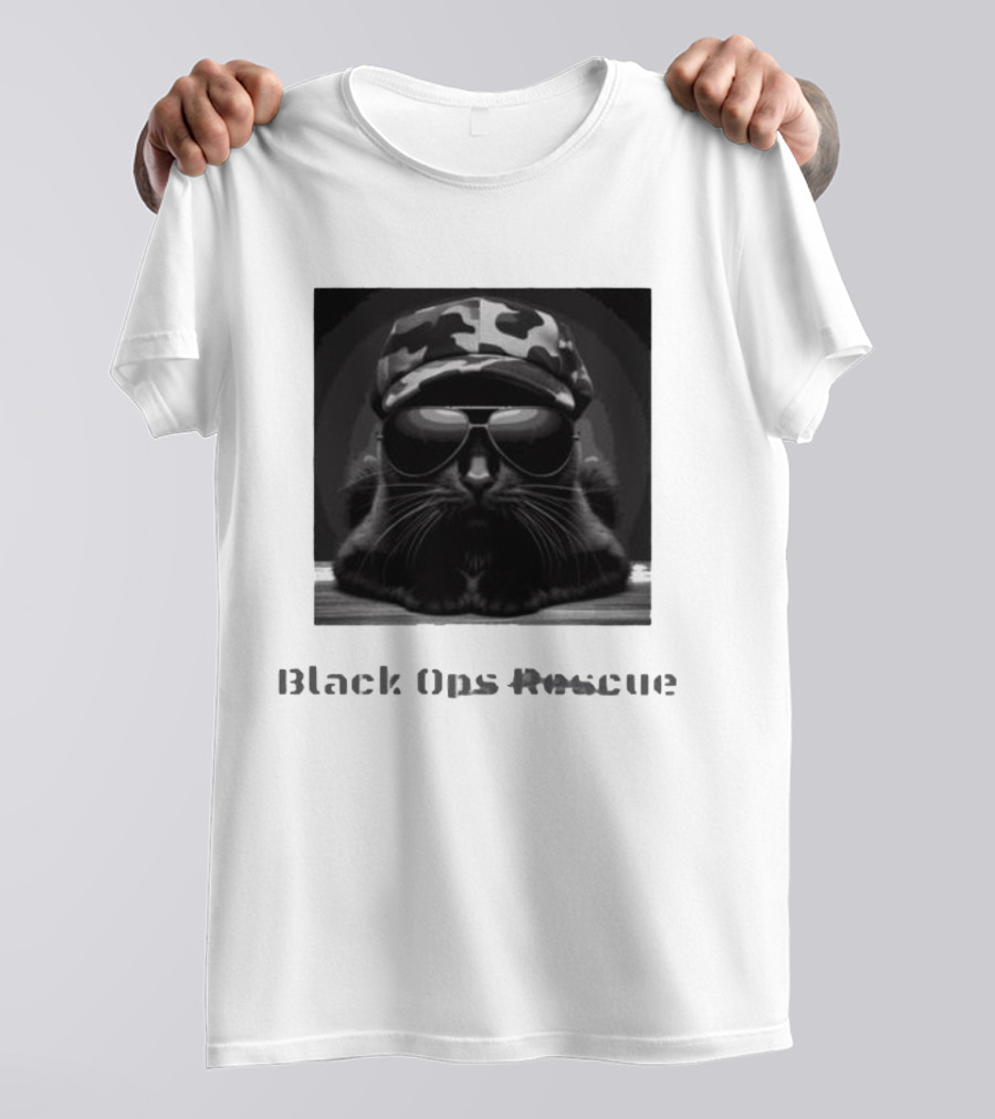 Black Ops Rescue Women’s Cat Military Style Camouflage Hat Sunglasses T-Shirt
