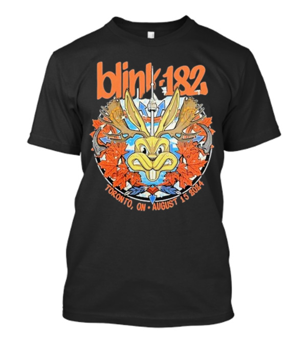 Blink-182 Toronto ON August 15 2024 Cartoon Rabbit With Canadian Maple Leafs And CN Tower T-Shirt