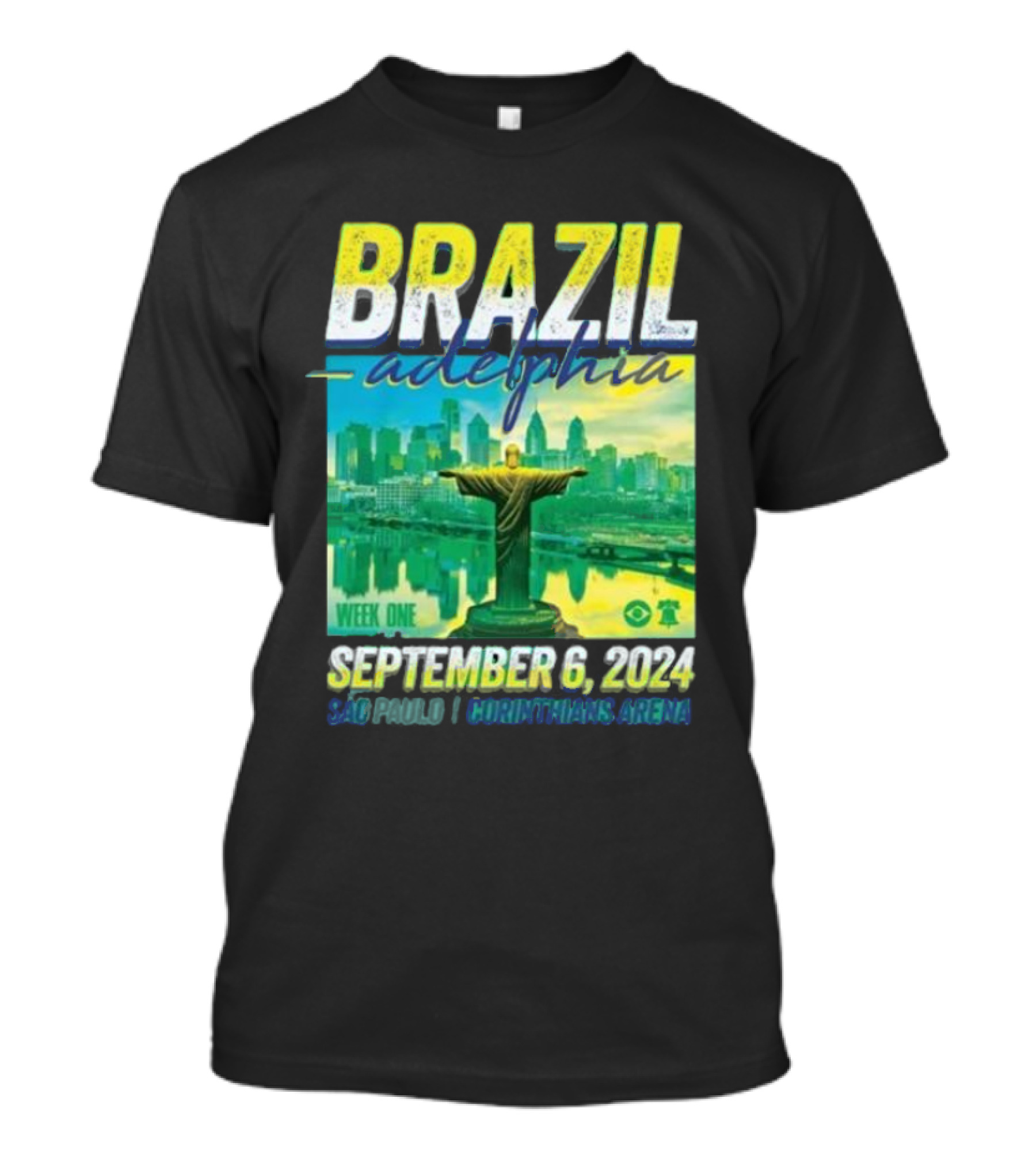 Brazil Adelphia Week One September 6 2024 Sao Paulo Corinthians Arena Christ The Redeemer Skyline Event T-Shirt