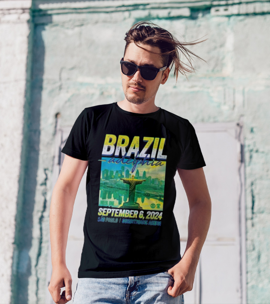 Brazil Adelphia Week One September 6 2024 Sao Paulo Corinthians Arena Christ The Redeemer Skyline Event T-Shirt