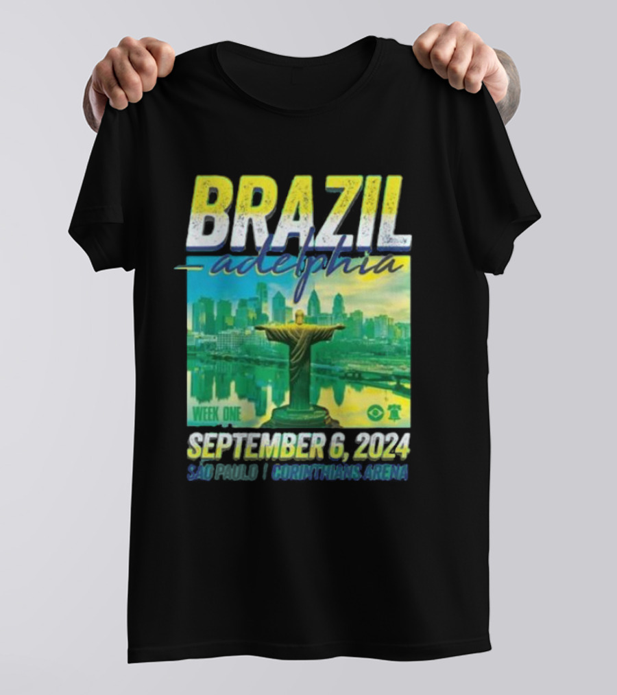 Brazil Adelphia Week One September 6 2024 Sao Paulo Corinthians Arena Christ The Redeemer Skyline Event T-Shirt