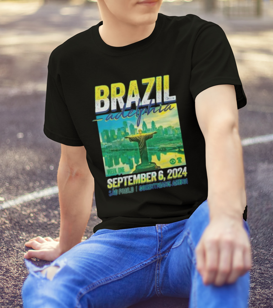 Brazil Adelphia Week One September 6 2024 Sao Paulo Corinthians Arena Christ The Redeemer Skyline Event T-Shirt