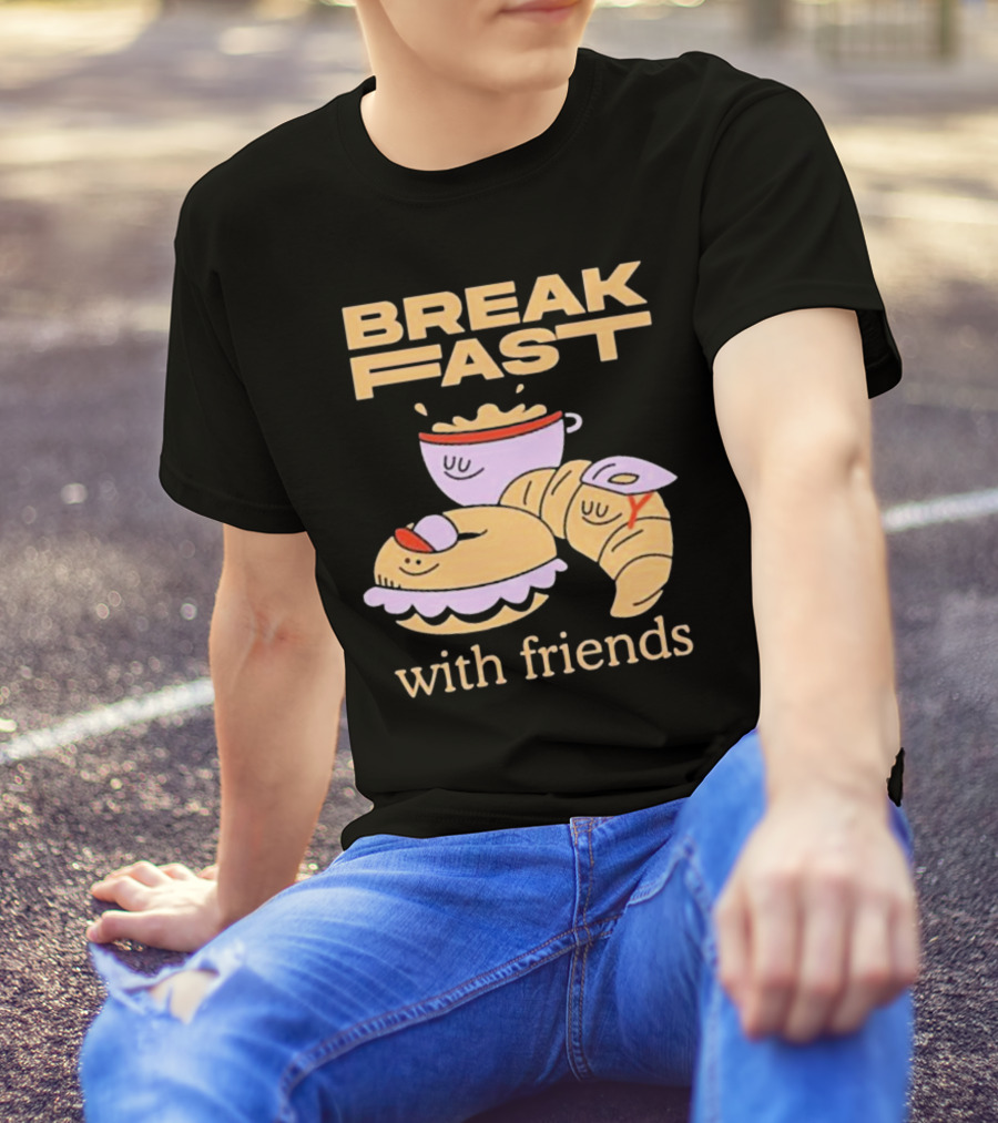 Breakfast With Friends Breakfast Racing Team Cup Croissant Bun T-Shirt