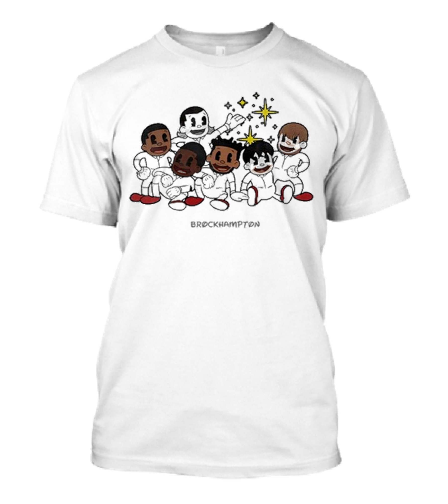 Brockhampton Factory Anniversary Cartoon Characters With Smiles And Stars T-Shirt
