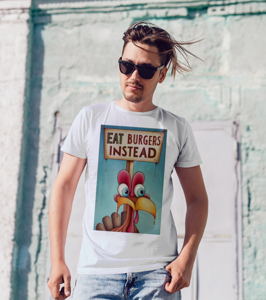 Eat Burgers Instead Funny Turkey Cartoon T-Shirt