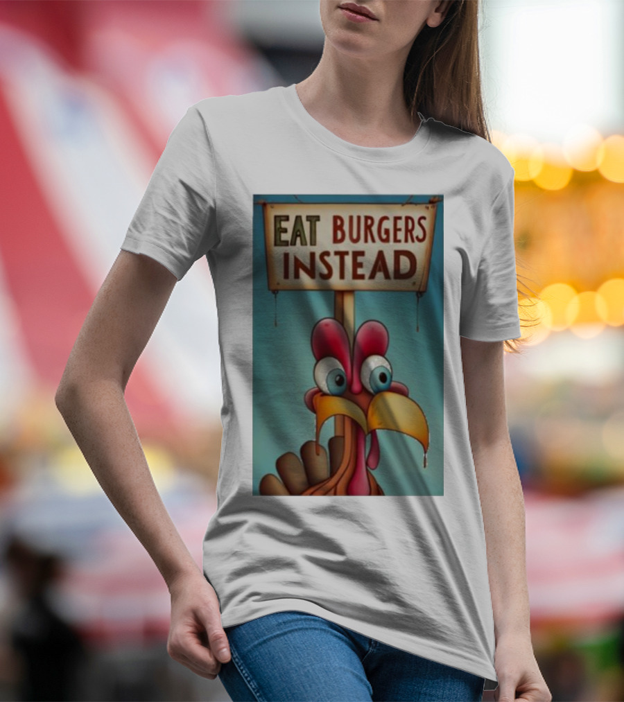 Eat Burgers Instead Funny Turkey Cartoon T-Shirt