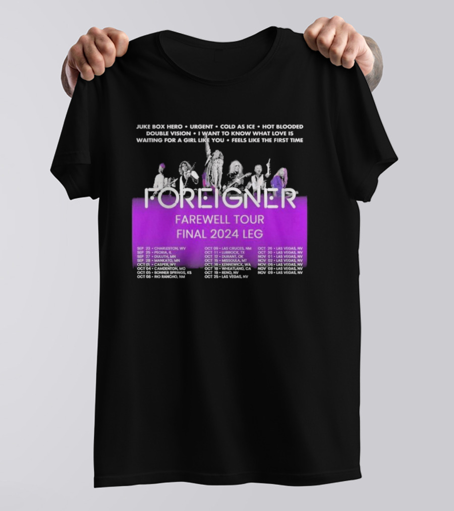 Foreigner Farewell Tour Final 2024 Leg With Classic Songs And Concert Dates T-Shirt