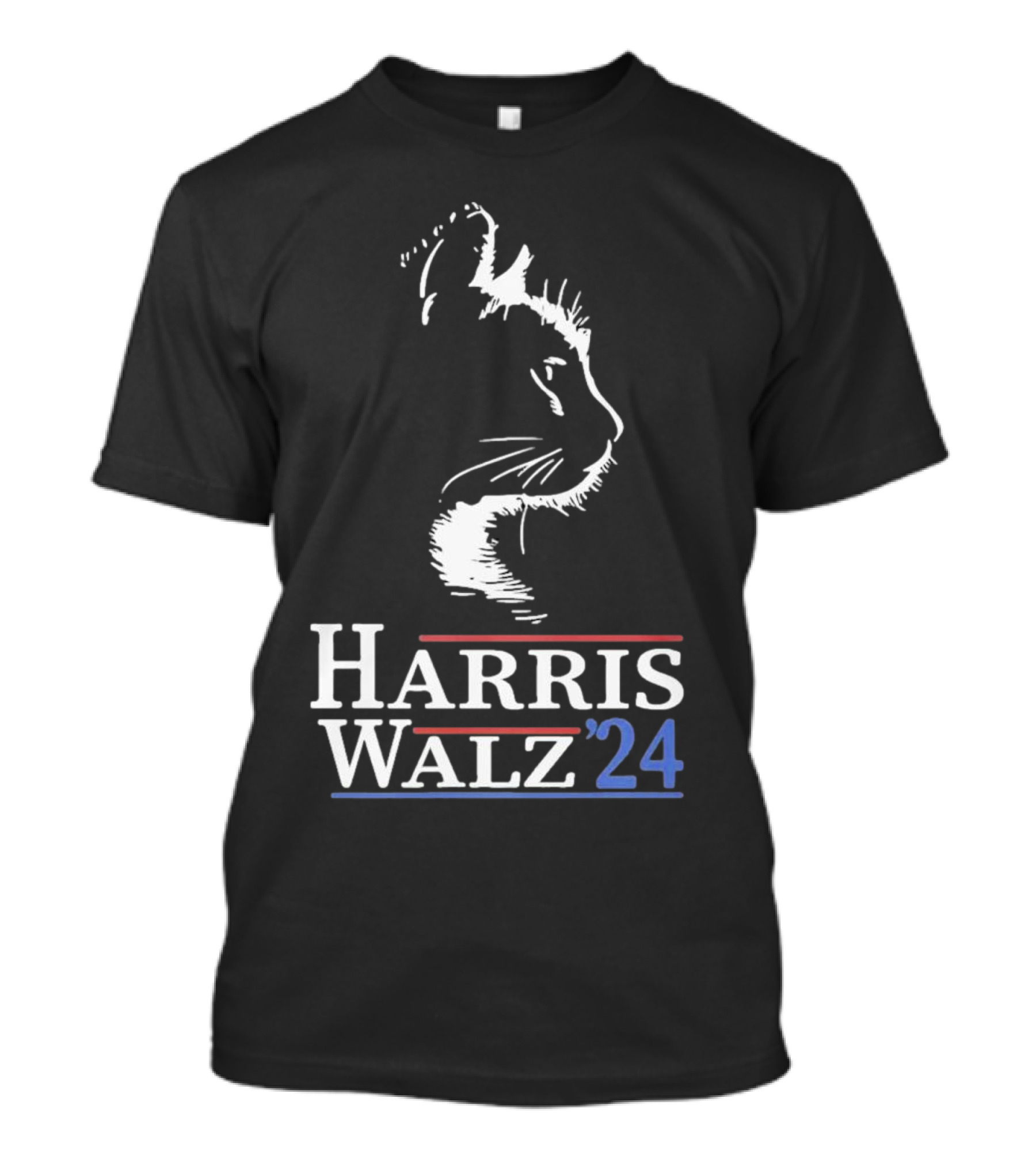 Harris Walz 2024 Cat Silhouette Political T-Shirt