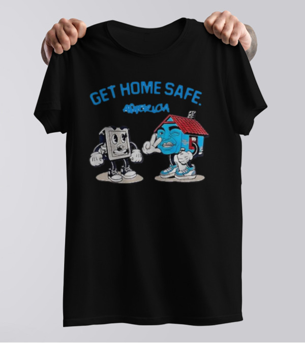 Get Home Safe America Hollyhood Baybay Cartoon House And Block Characters T-Shirt