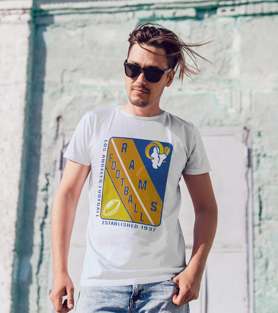 Established 1937 Los Angeles Football Rams Starter Shield Footballs T-Shirt