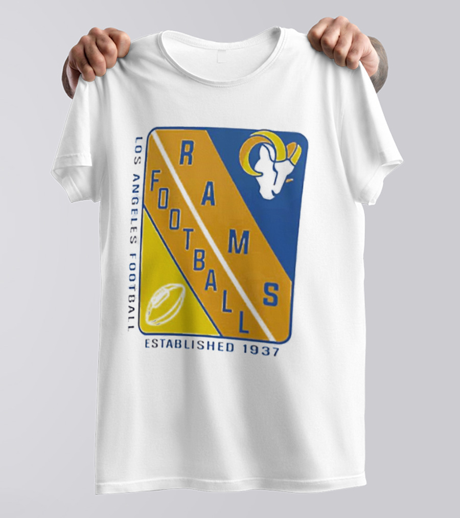 Established 1937 Los Angeles Football Rams Starter Shield Footballs T-Shirt
