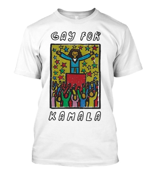 Wavey Goods Co Gay For Kamala Harris 90s Stars Crowd T-Shirt