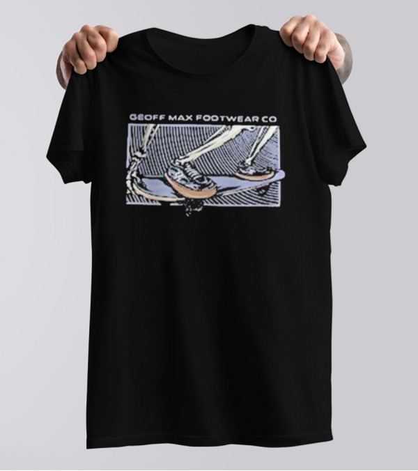 Geoff Max Footwear Co Skeleton Skateboarding Scene T-Shirt