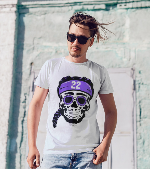Derrick Henry 22 NFLPA Sugar Skull Baltimore Ravens Braids T-Shirt