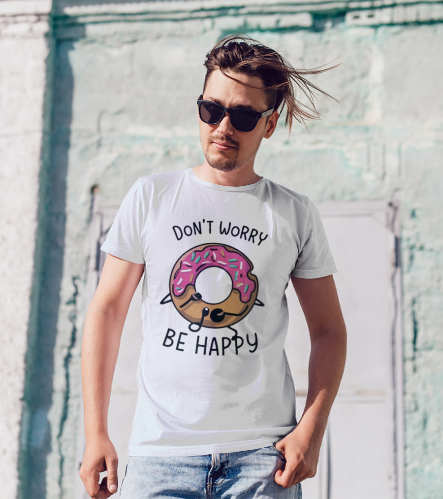 Don't Worry Be Happy Cute Donut With Sprinkles T-Shirt