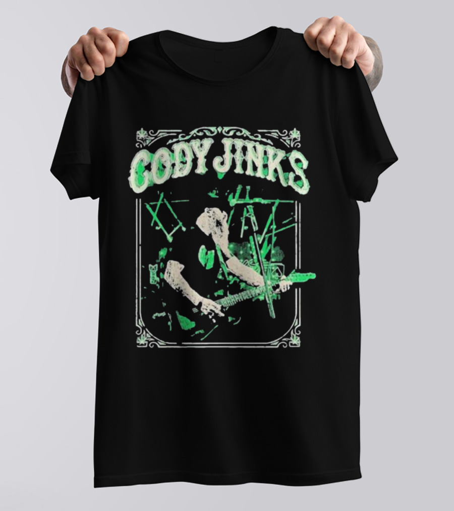 Cody Jinks March 2024 Tour Shirt Musician With Green Guitar T-Shirt