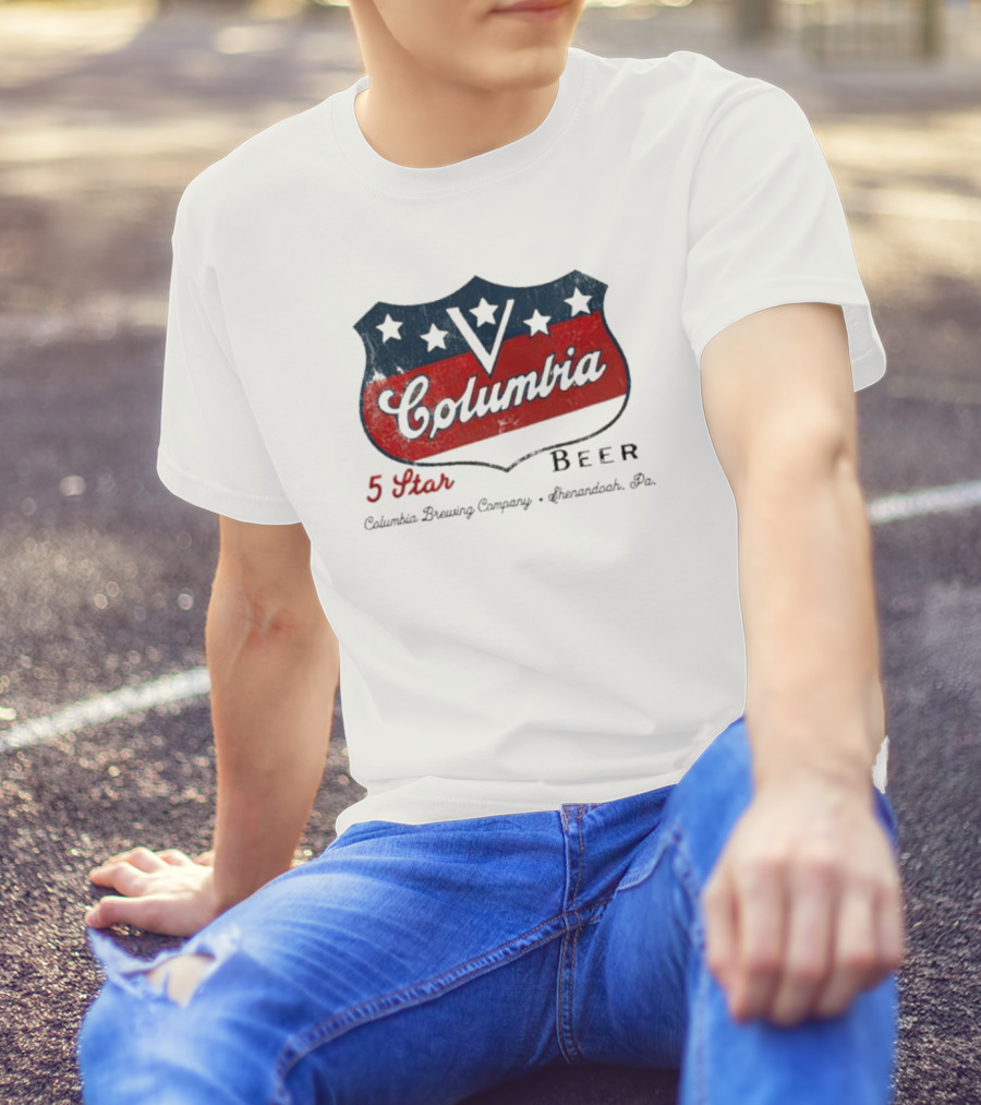 Columbia 5 Star Beer Columbia Brewing Company Shenandoah Pa Emblem T-Shirt