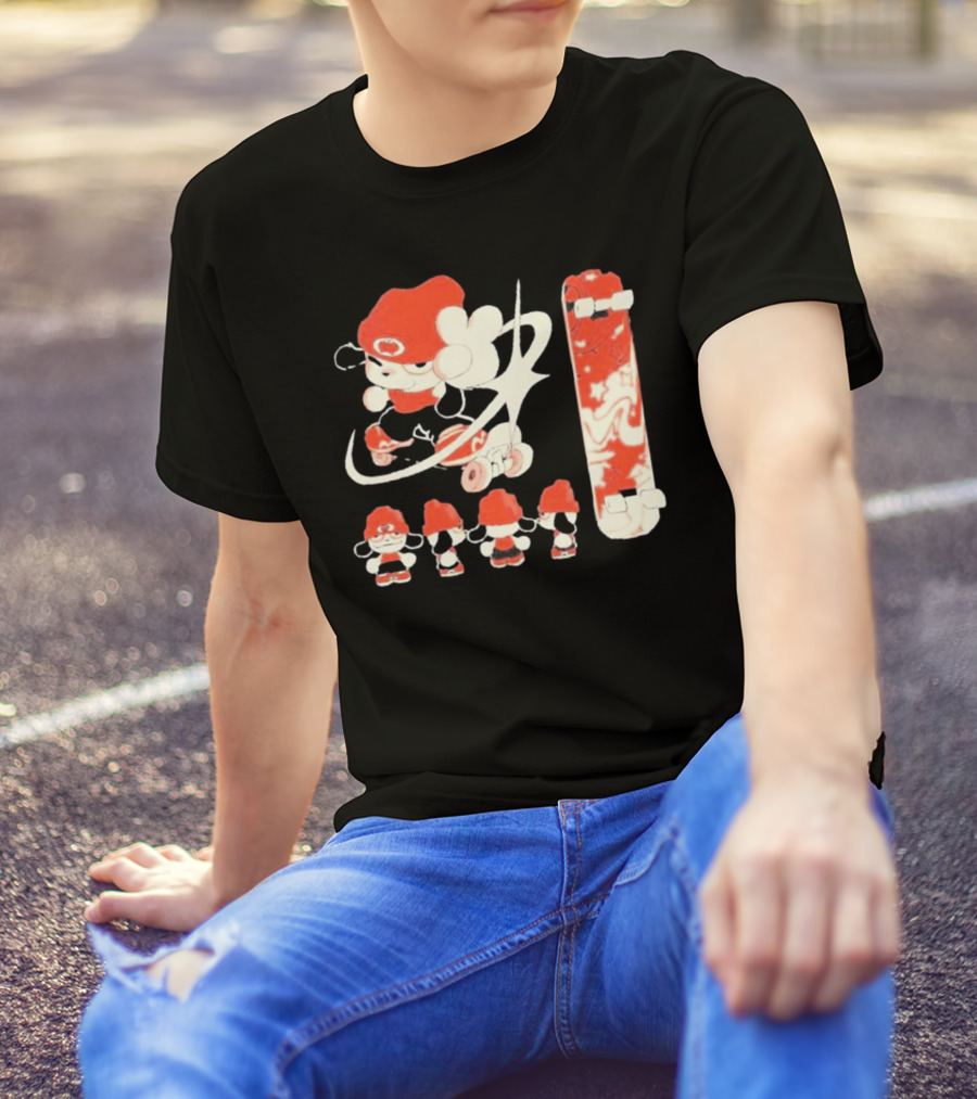 Hip Hop Dog Bryson McBee Roller Skating Skateboard Red Hat T-Shirt