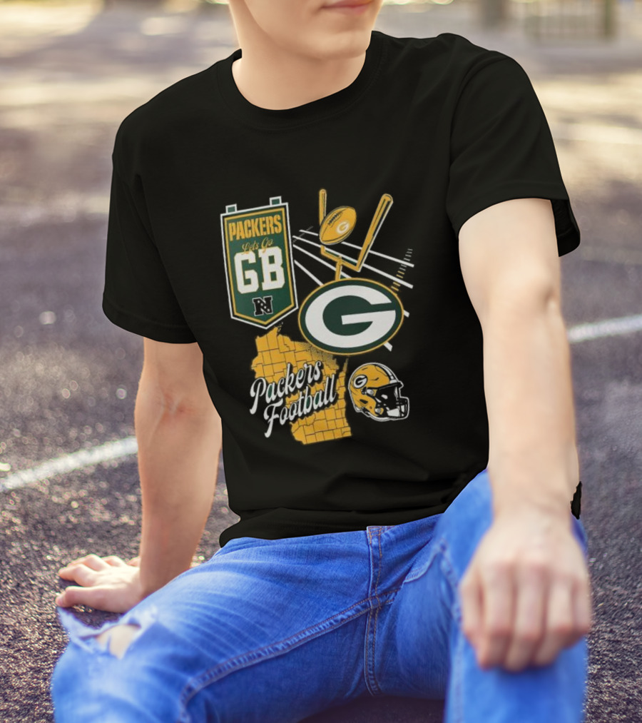 Packers Let's Go GB Football Green Bay Packers Split Zone T-Shirt