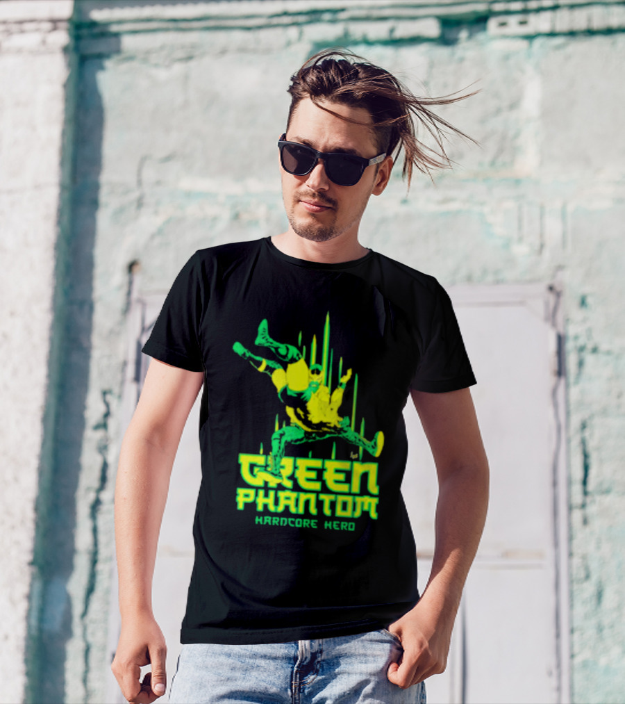 Green Phantom Hardcore Hero Wrestler Action T-Shirt