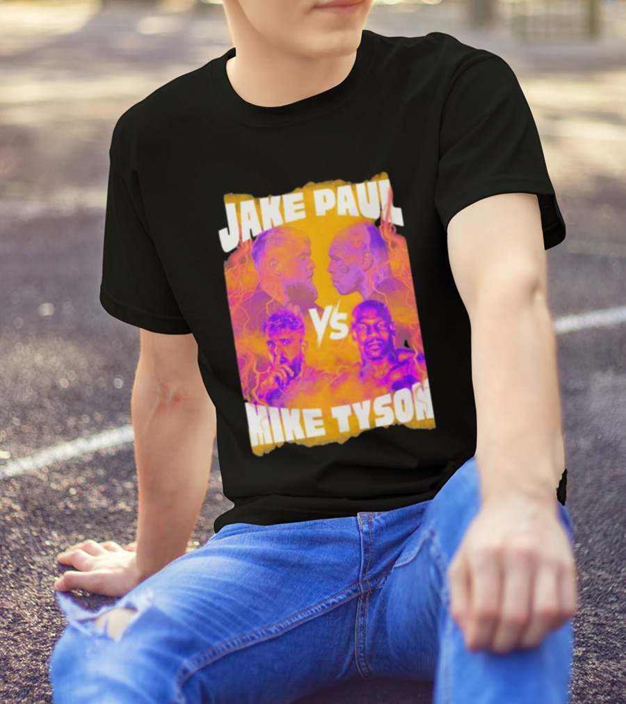 Jake Paul Vs Mike Tyson Face Off Vibrant Showdown T-Shirt